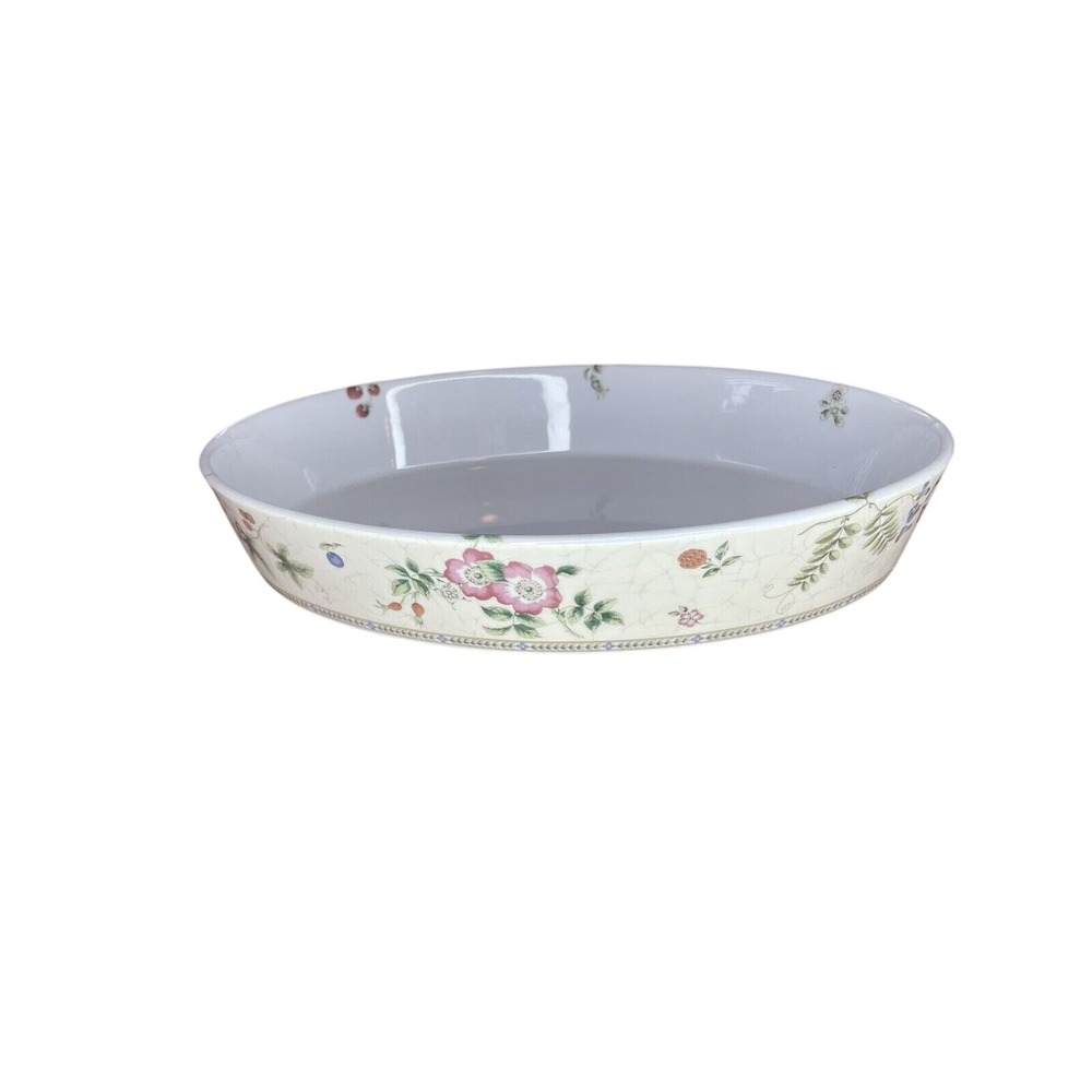 Wedgwood Fleur Fine China Oval Baker Serving Dish Floral Botanical 1997 Japan